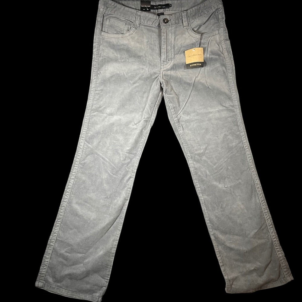 Calvin Klein Jeans Womens Corduroy Stretch Pants 14x32 Gray Straight Classic